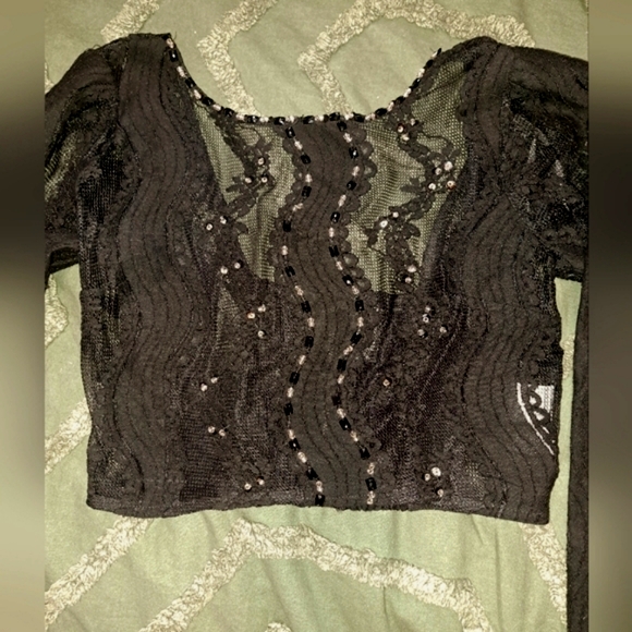 🐨4 3pc Black Crop Top Prom Dress - Picture 7 of 10